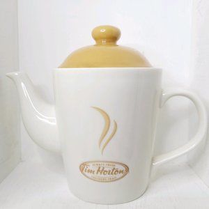 **Like New** Tim Hortons 2006 Honey Tea Pot w Lid Porcelain Two Cup Pot Embossed